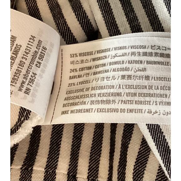 Abercrombie‎ & Fitch Women's Striped Button Front Shirt Dress White Black Medium - Picture 8 of 8